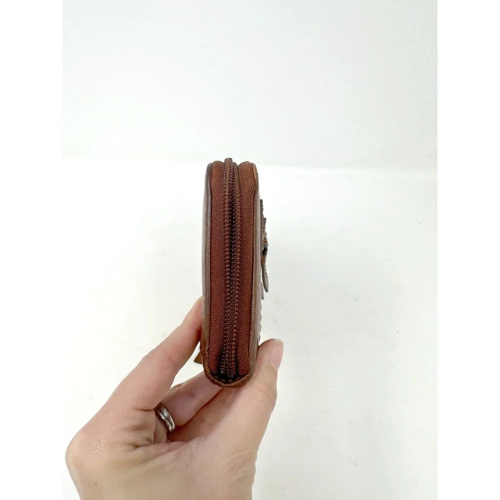 Fossil Leather Zip Around Wallet Brown